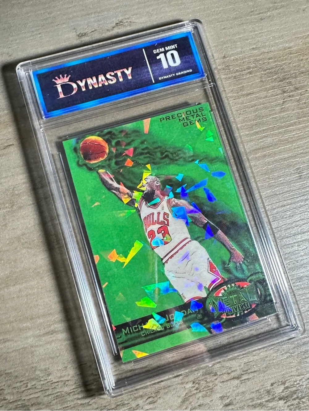 Michael Jordan Gem Mint 10 1997 Fleer/Skynox Holo 9/100 Novelty Card.